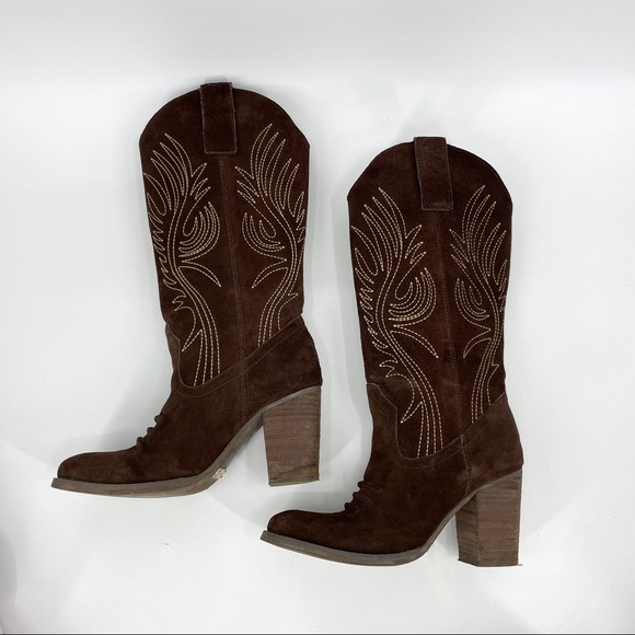 Very Volatile brown suede cowgirl style boots - Picture 7 of 14
